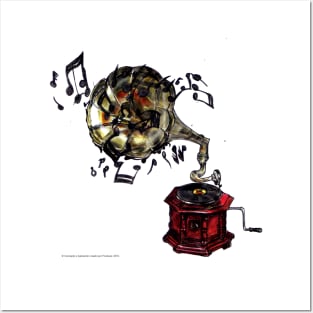 Red Gramophone music Posters and Art